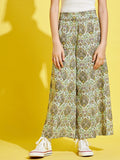 Cherry Jerry Girls Green Floral Printed Relaxed Trouser