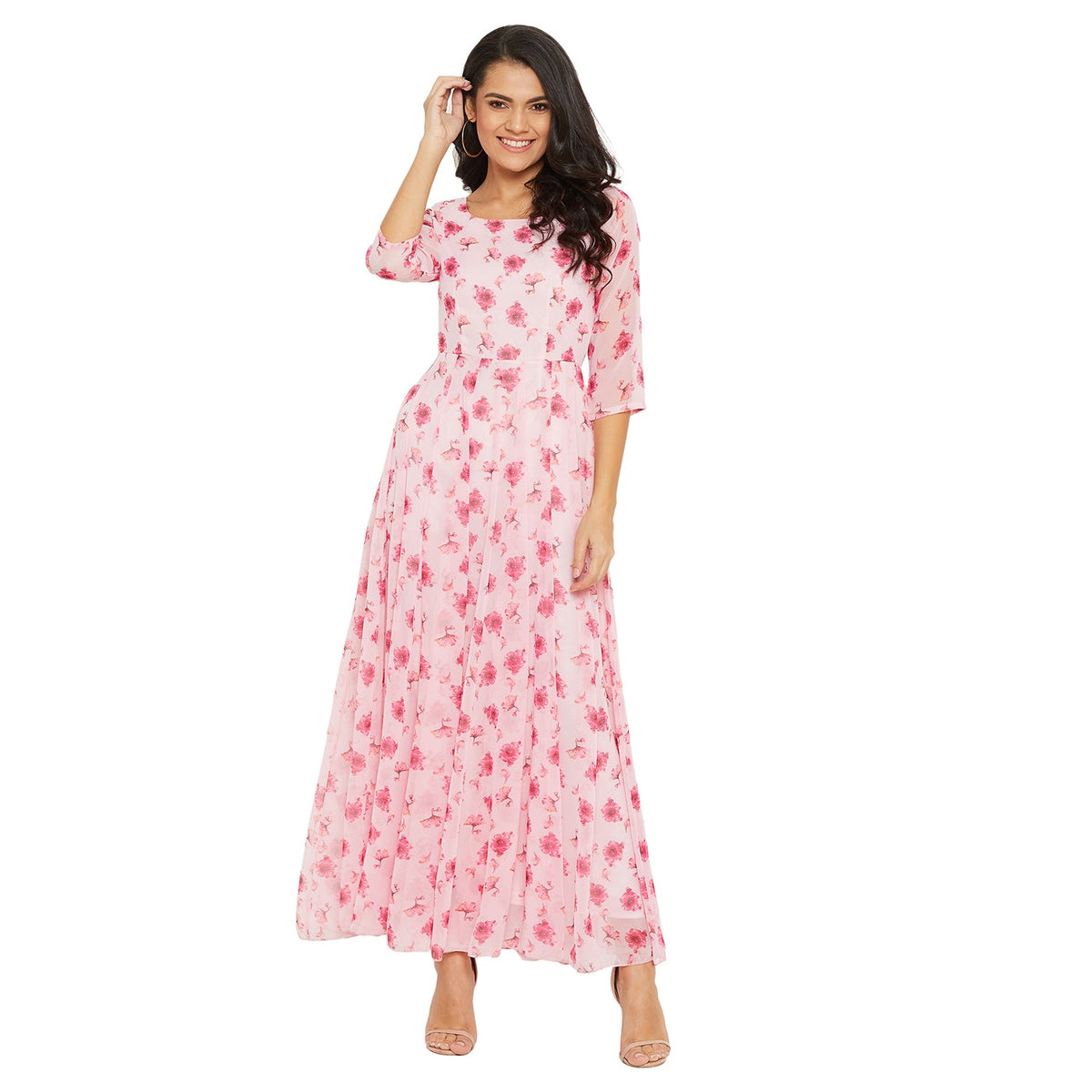 Women Pink Floral Printed Maxi dress