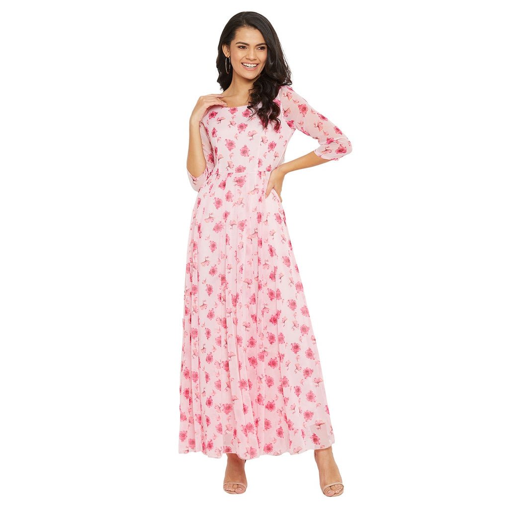 Women Pink Floral Printed Maxi dress