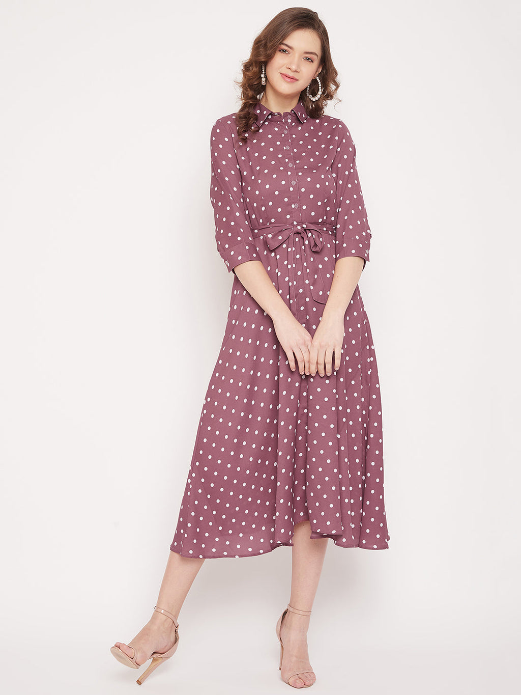 Women Mauve Printed Shirt Dress