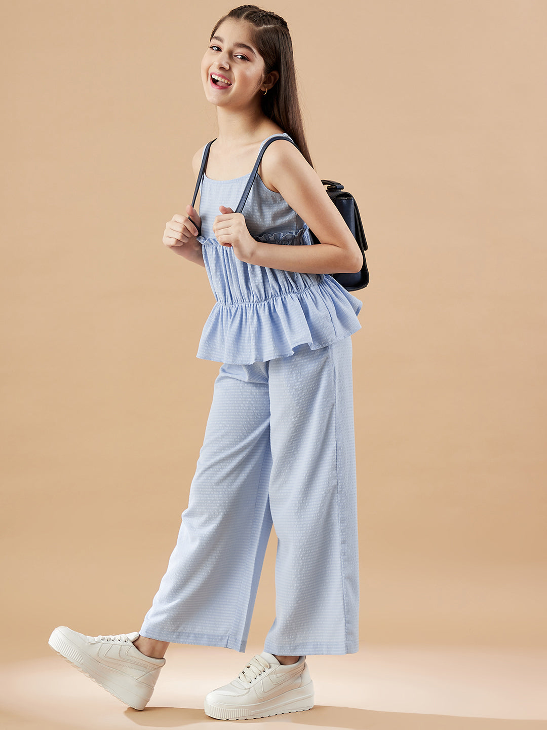 Girls Blue Top with Trousers Set