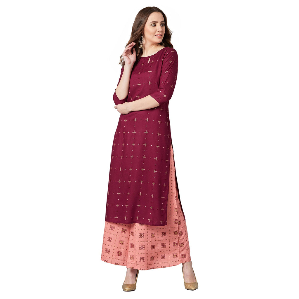 Women Straight Kurta And Palazzo Set