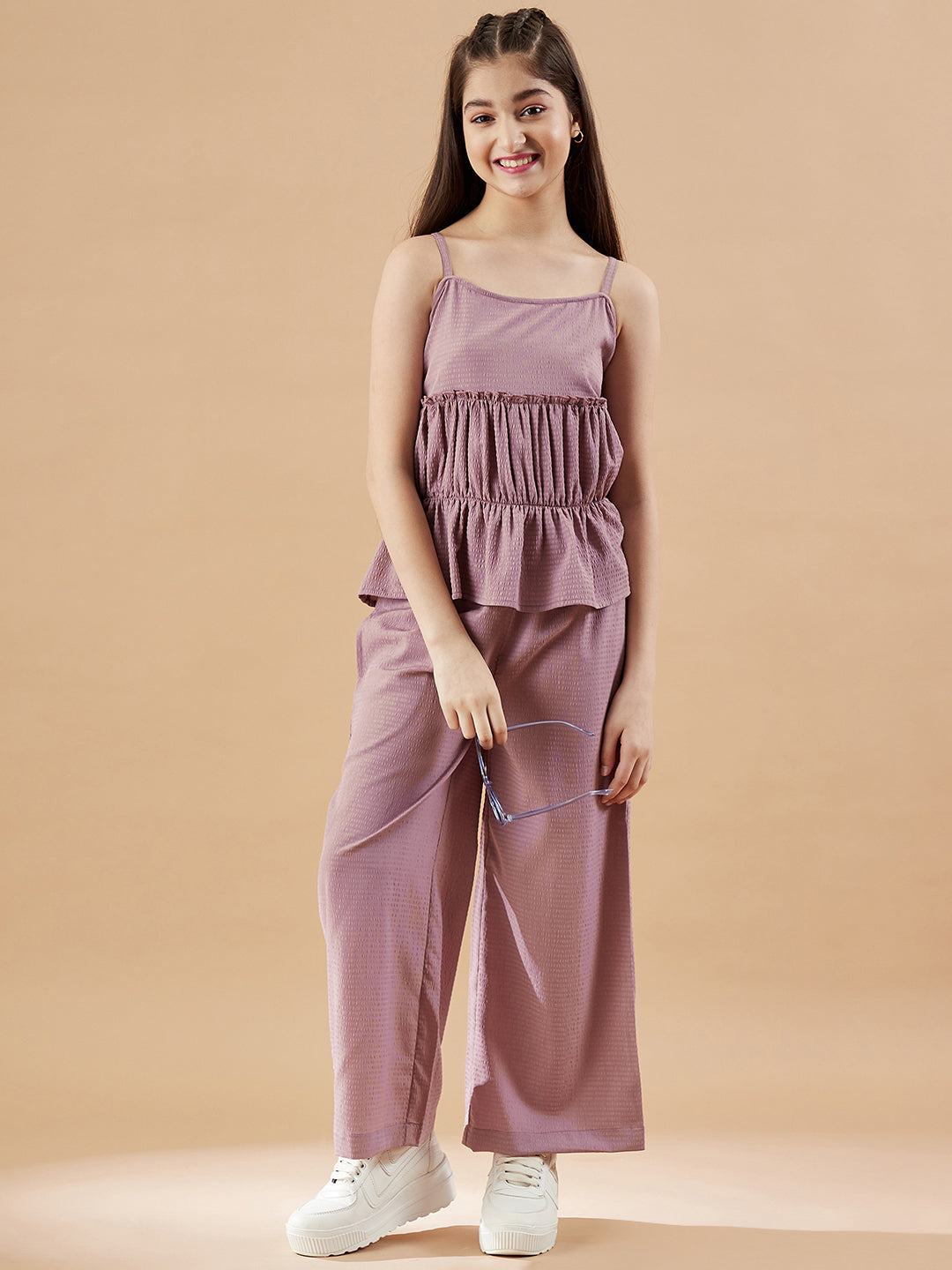 Girls Pink Top with Trousers Set