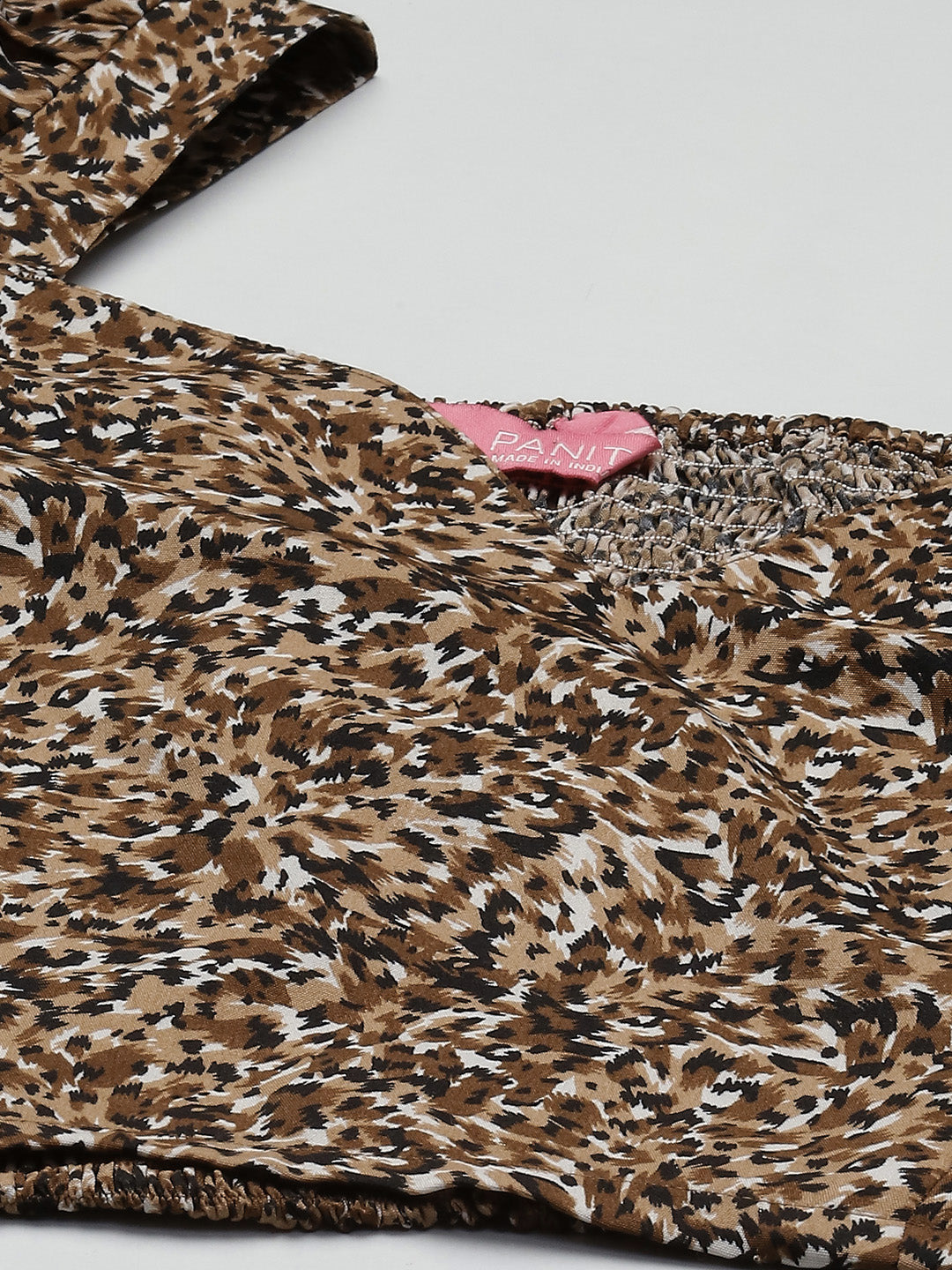 Brown & Black Animal Print Sweetheart Neck Crop Top
