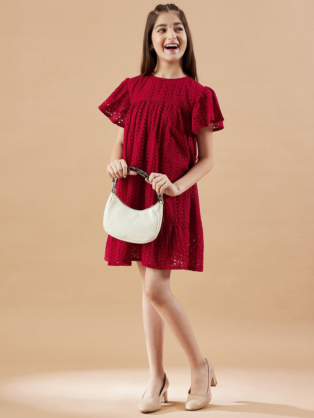 Girls Round Neck Empire Dress