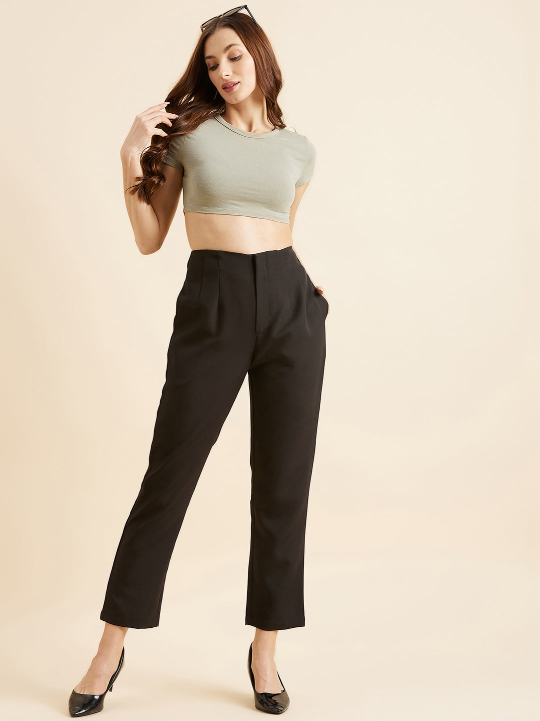 Smart Straight Fit High-Rise Trousers