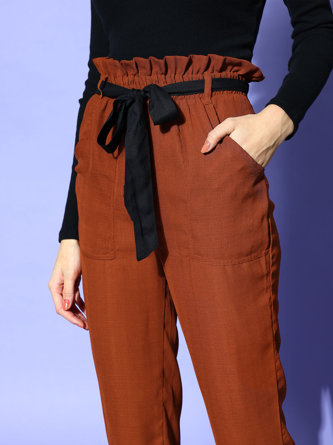 PANIT Women  Rust Solid All in the Details Trousers