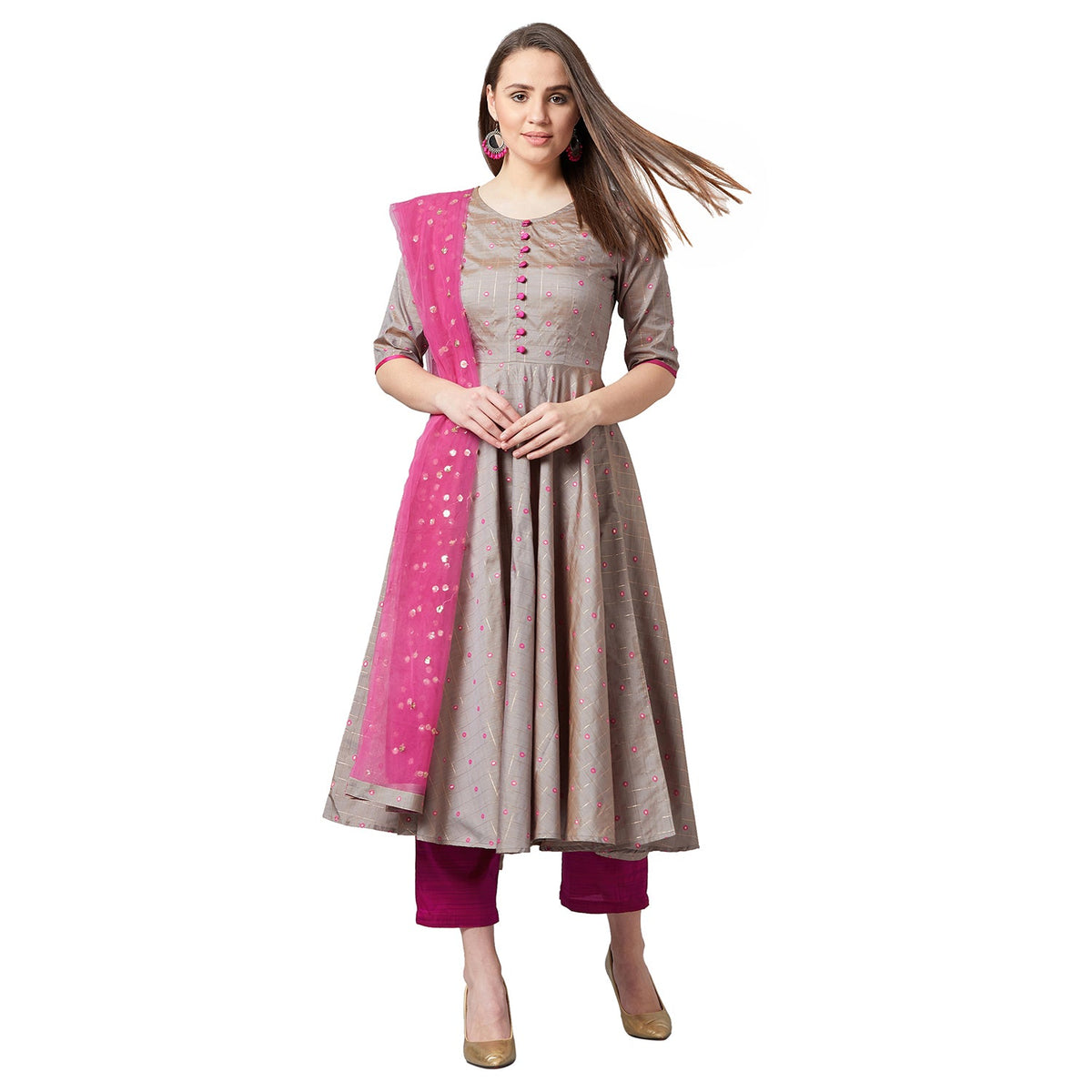 Women Flared Kurta And Pants Set