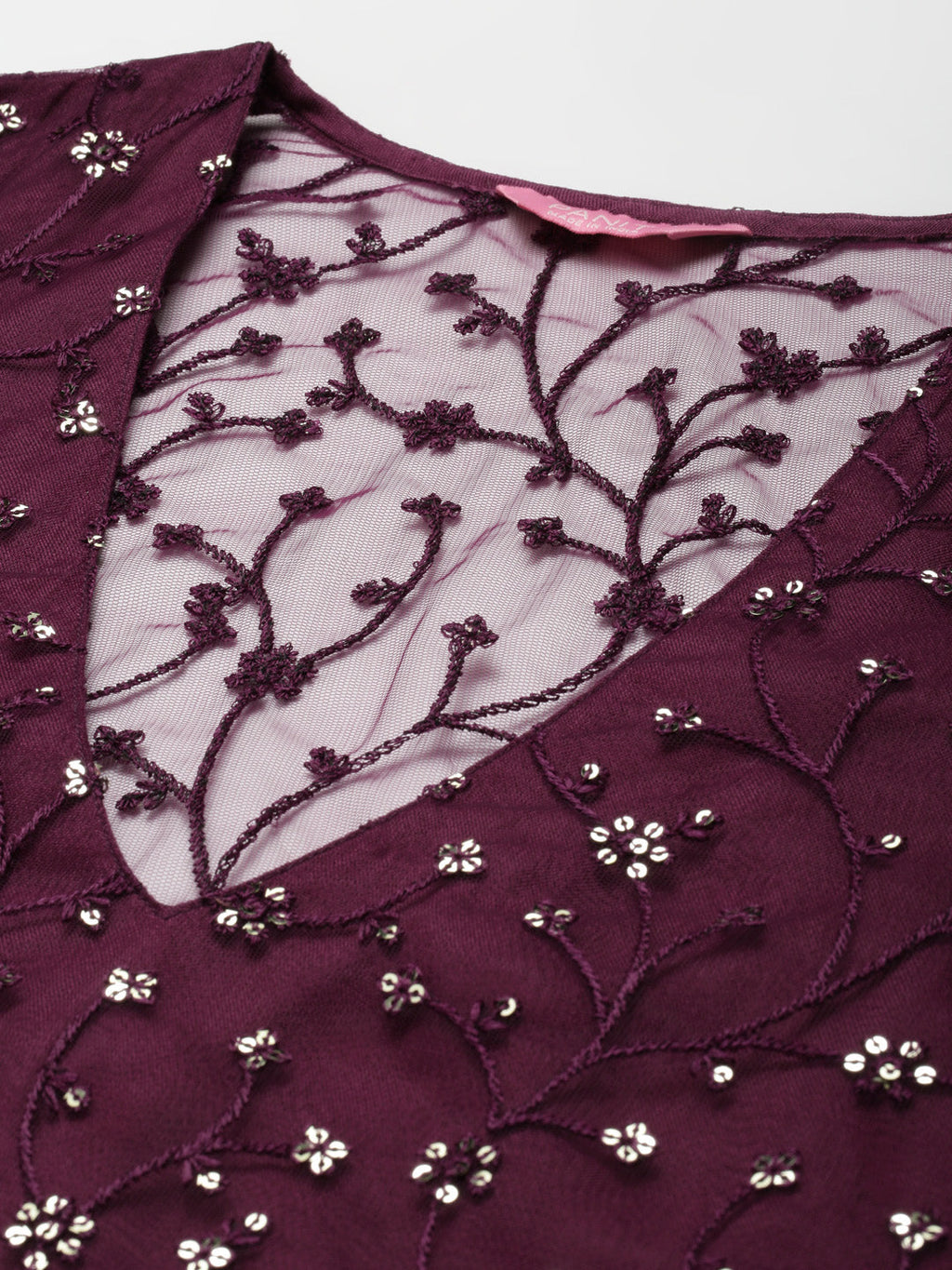 PANIT Purple  Gold-Toned Embroidered Yoke Sequinned Gown