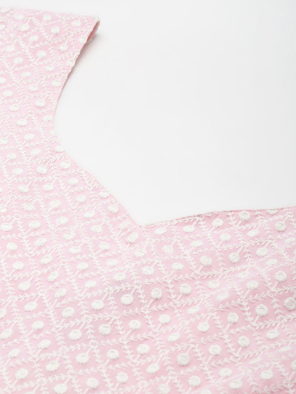 Pink & White Ethnic Motifs Embroidered Georgette Ethnic Maxi Dress With Dupatta