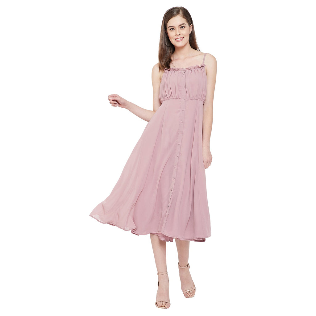 Women's Fit and Flare Midi Length Dress