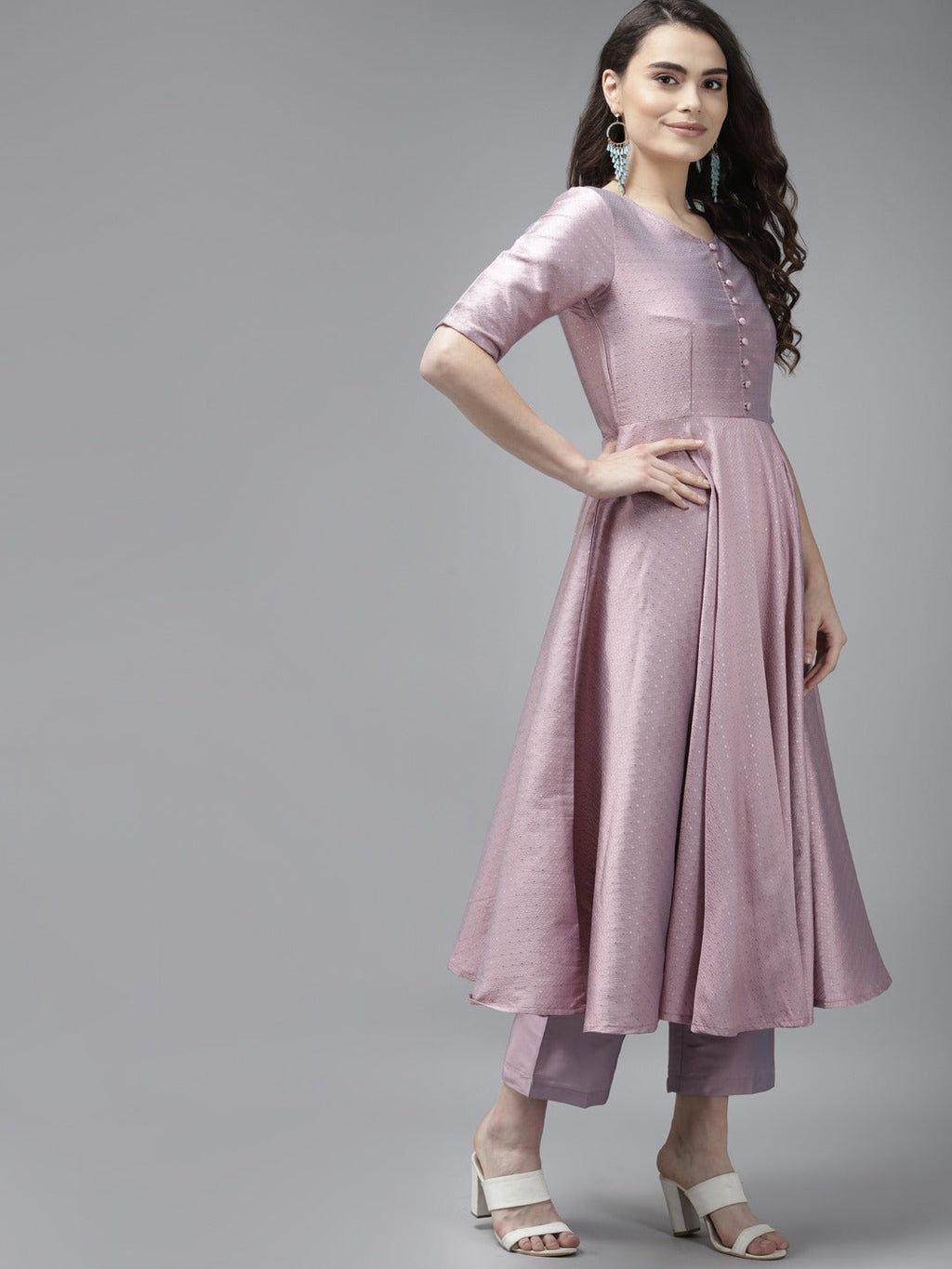 PANIT Women Lavender Ethnic Motifs Embroidered Kurta with Trousers  Dupatta