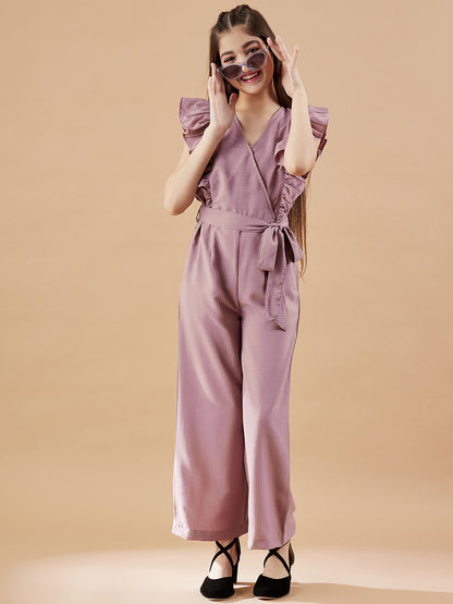 Girls Mauve Basic Jumpsuit