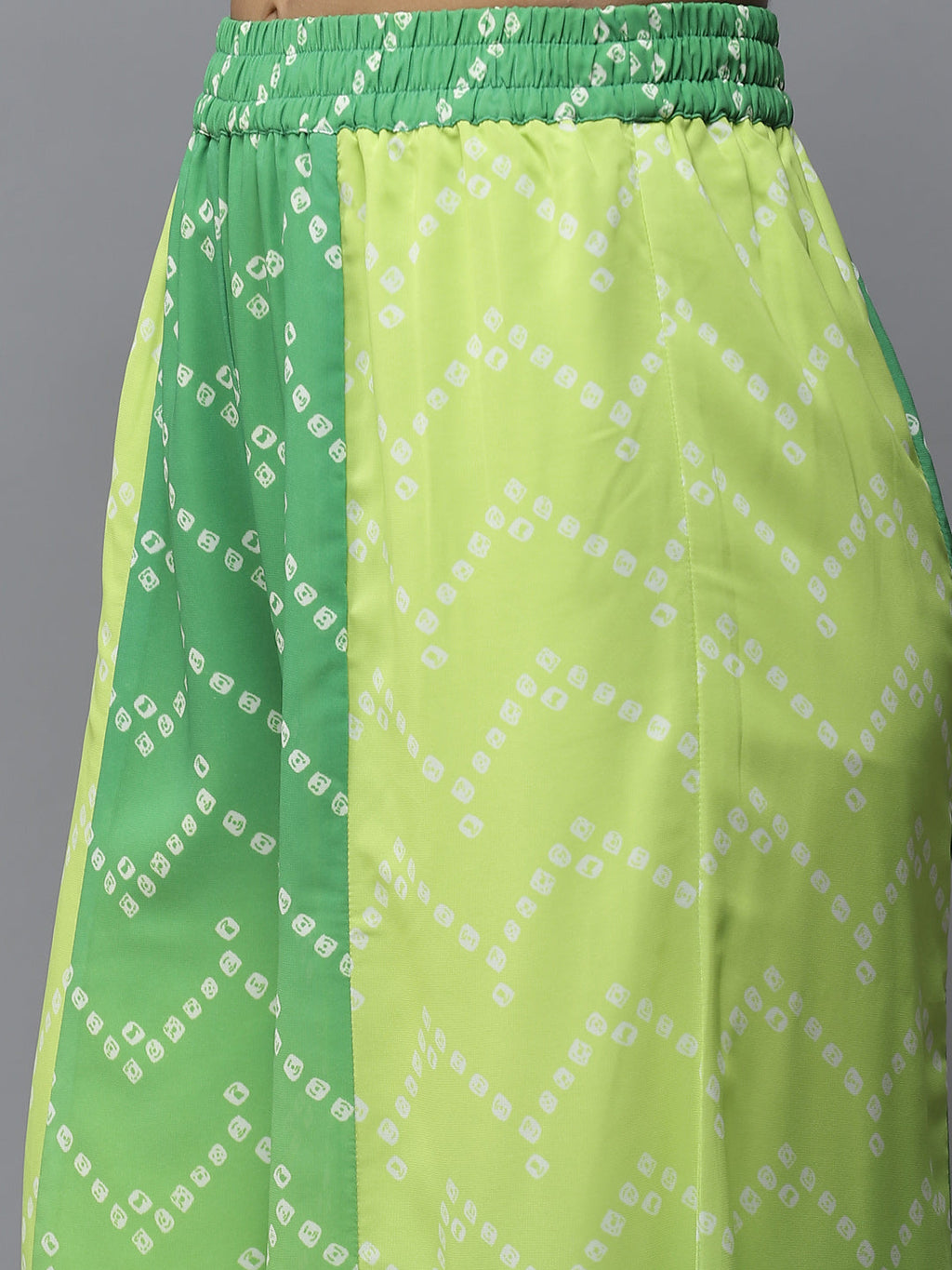 PANIT Green Bandhani Printed Zardozi Kurta with Sharara & With Dupatta