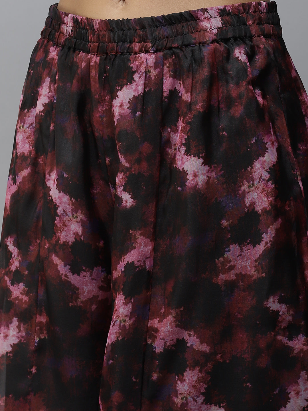 PANIT Women Black Printed Tiered Zardozi Kurti with Palazzos
