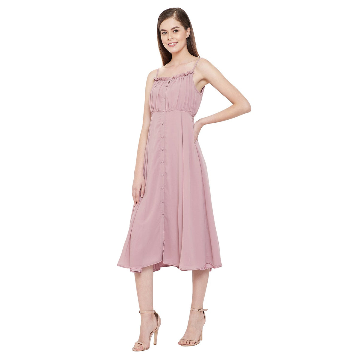 Women's Fit and Flare Midi Length Dress