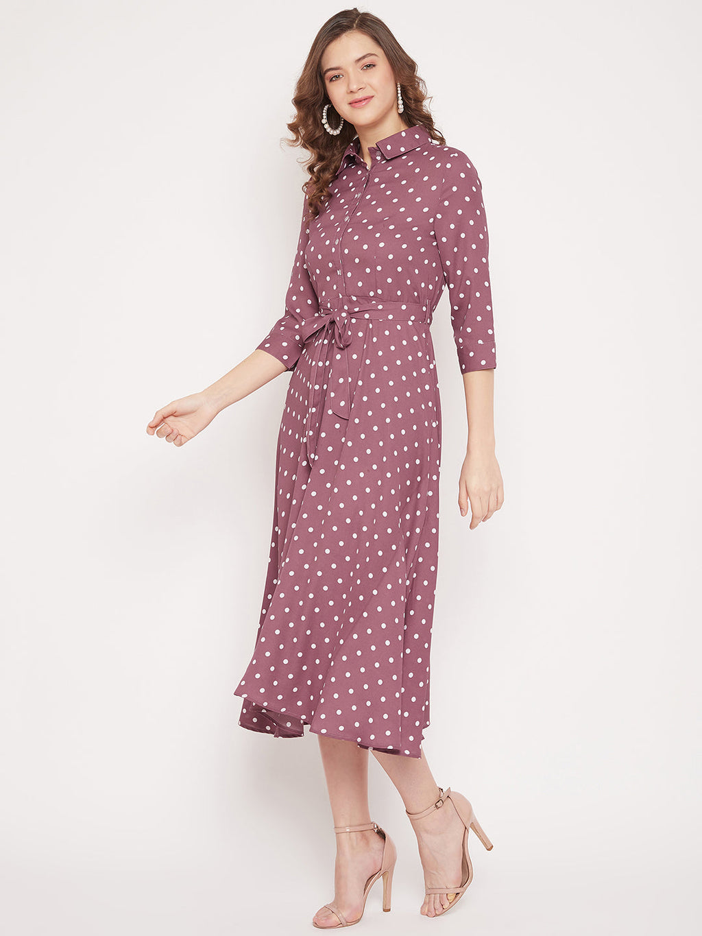 Women Mauve Printed Shirt Dress