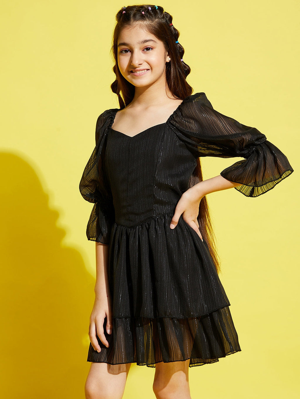 Girls Solid Black Dress