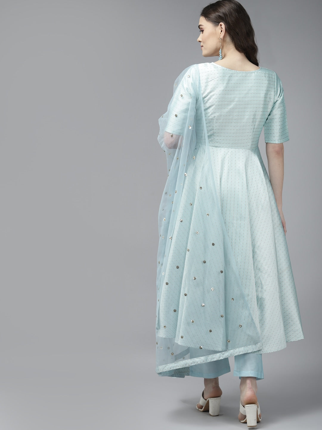 PANIT Women Aqua Blue Ethnic Motifs Embroidered Kurta with Trousers  Dupatta