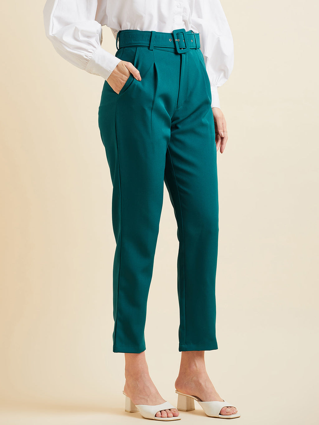 Comfort High-Rise Pleated Formal Peg Trousers