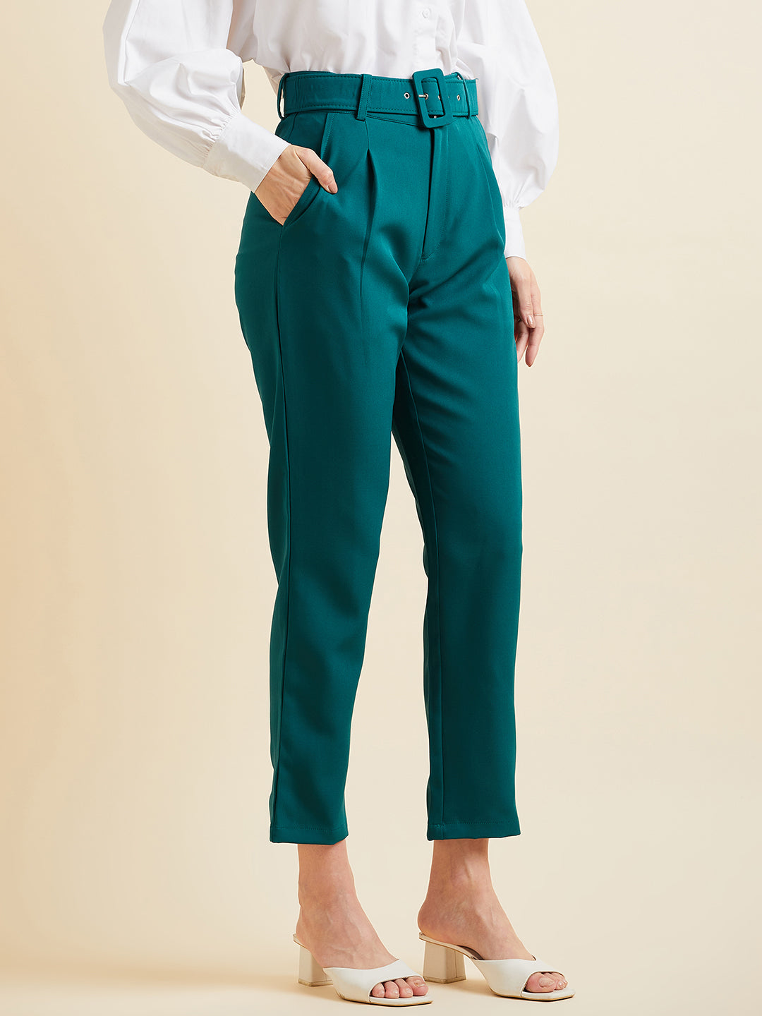 Comfort High-Rise Pleated Formal Peg Trousers