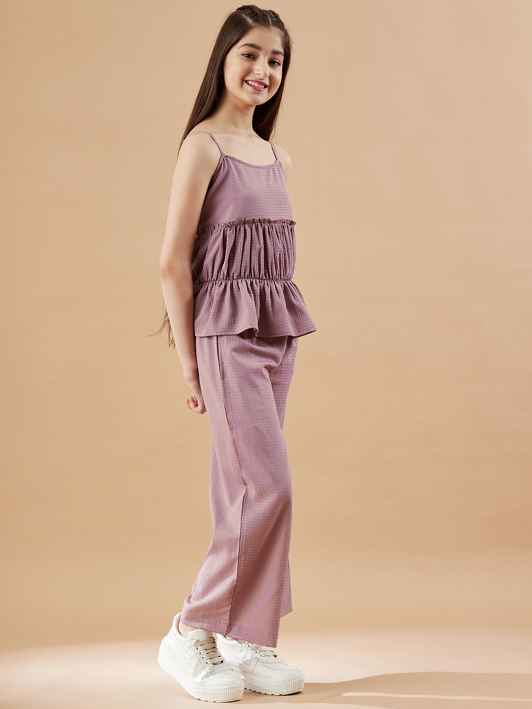 Girls Pink Top with Trousers Set