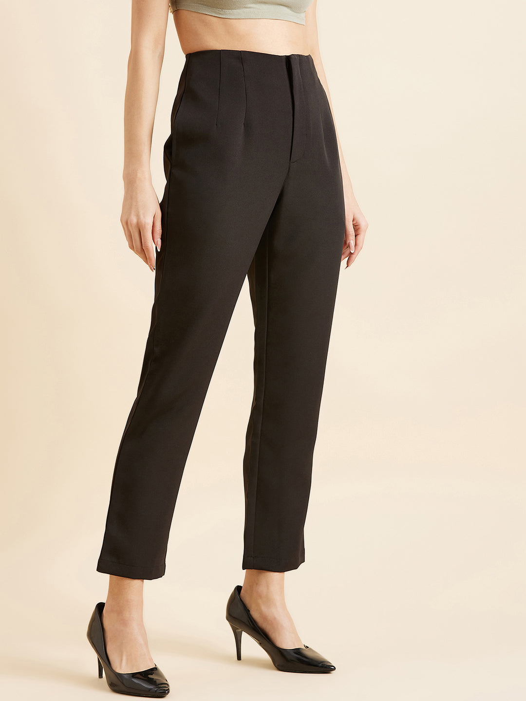 Smart Straight Fit High-Rise Trousers
