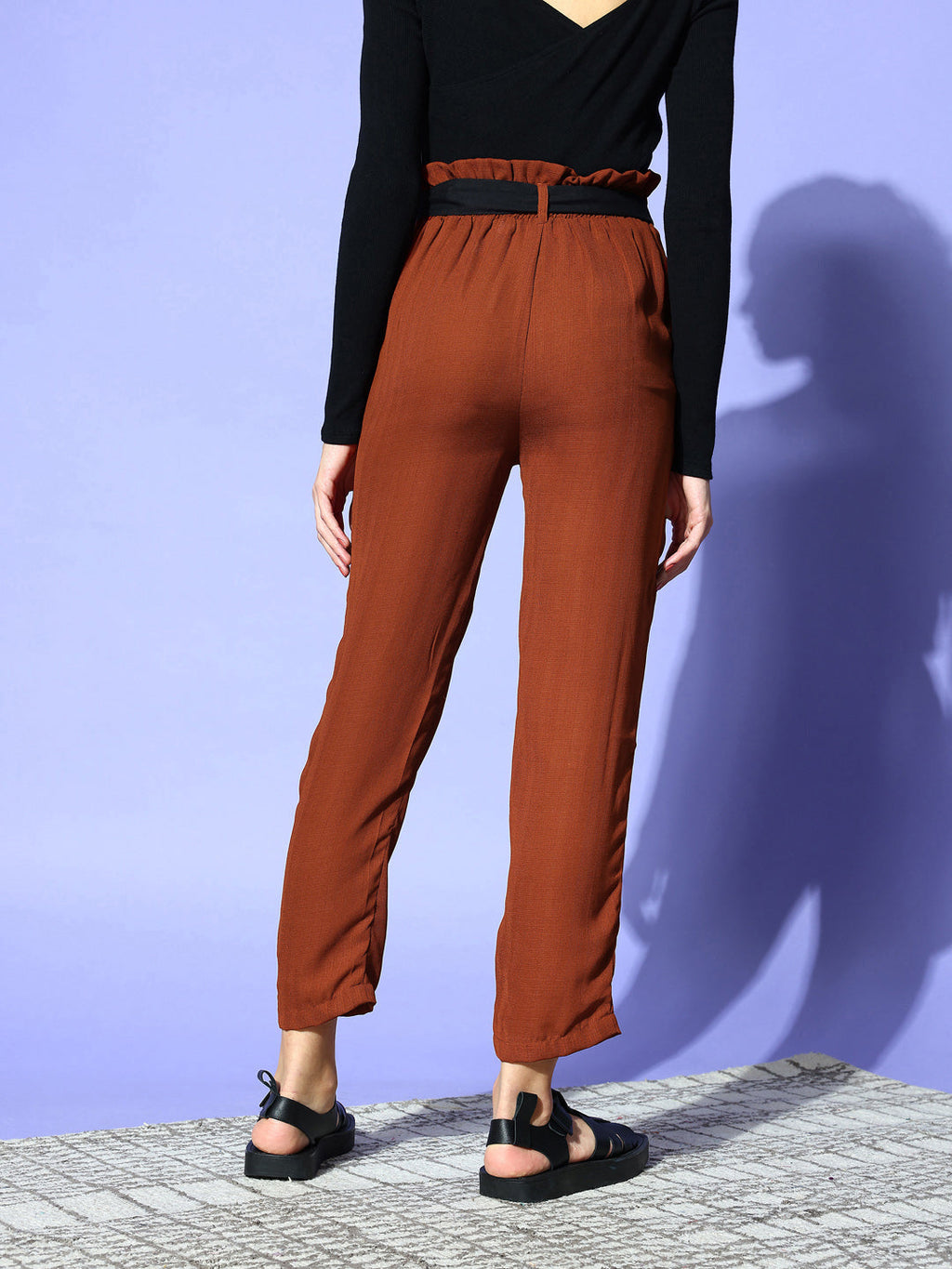 PANIT Women  Rust Solid All in the Details Trousers