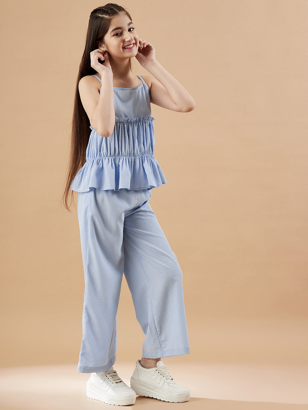 Girls Blue Top with Trousers Set
