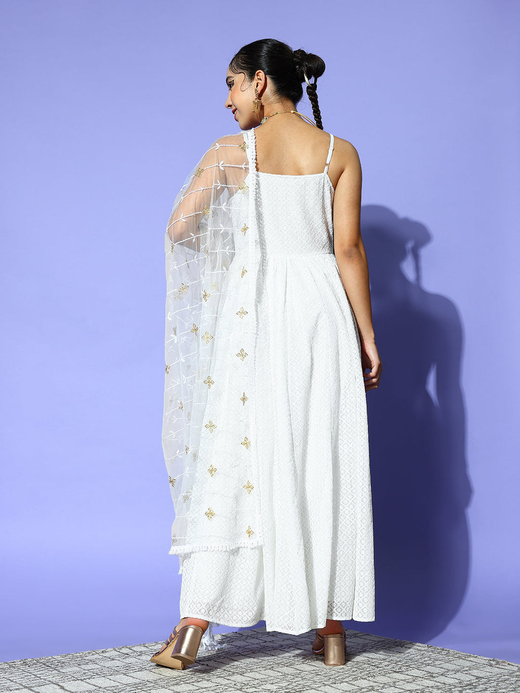 PANIT Women  White Ethnic Motifs Noughties Spaghetti Dress