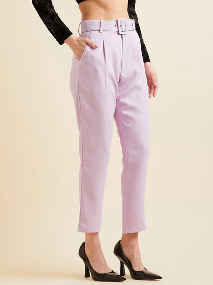 Lavender Comfort High-Rise Formal  Peg Trousers