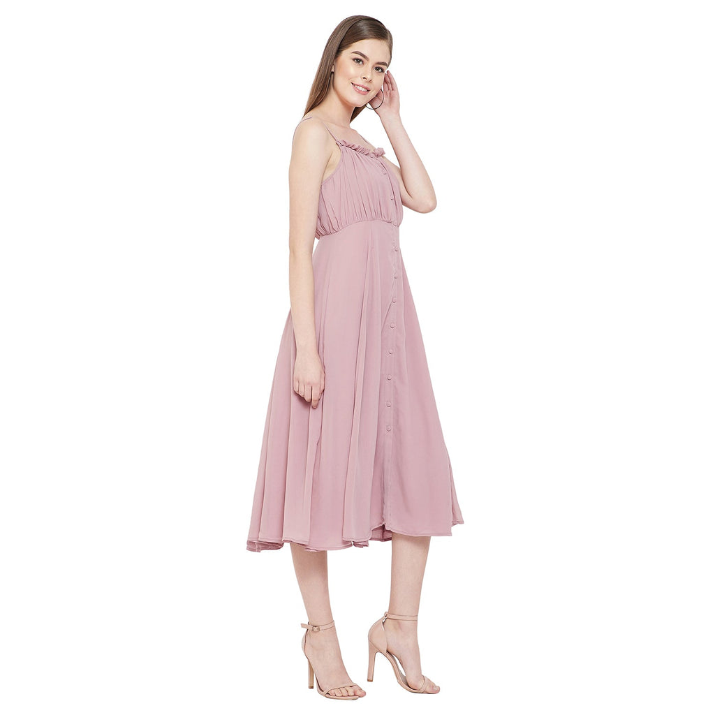 Women's Fit and Flare Midi Length Dress
