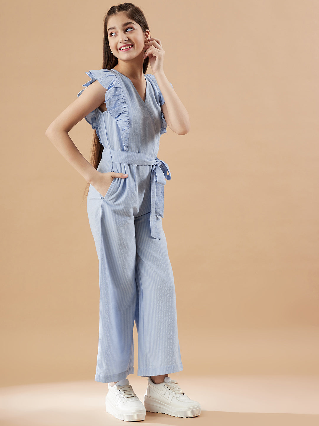 Girls Blue Basic Jumpsuit