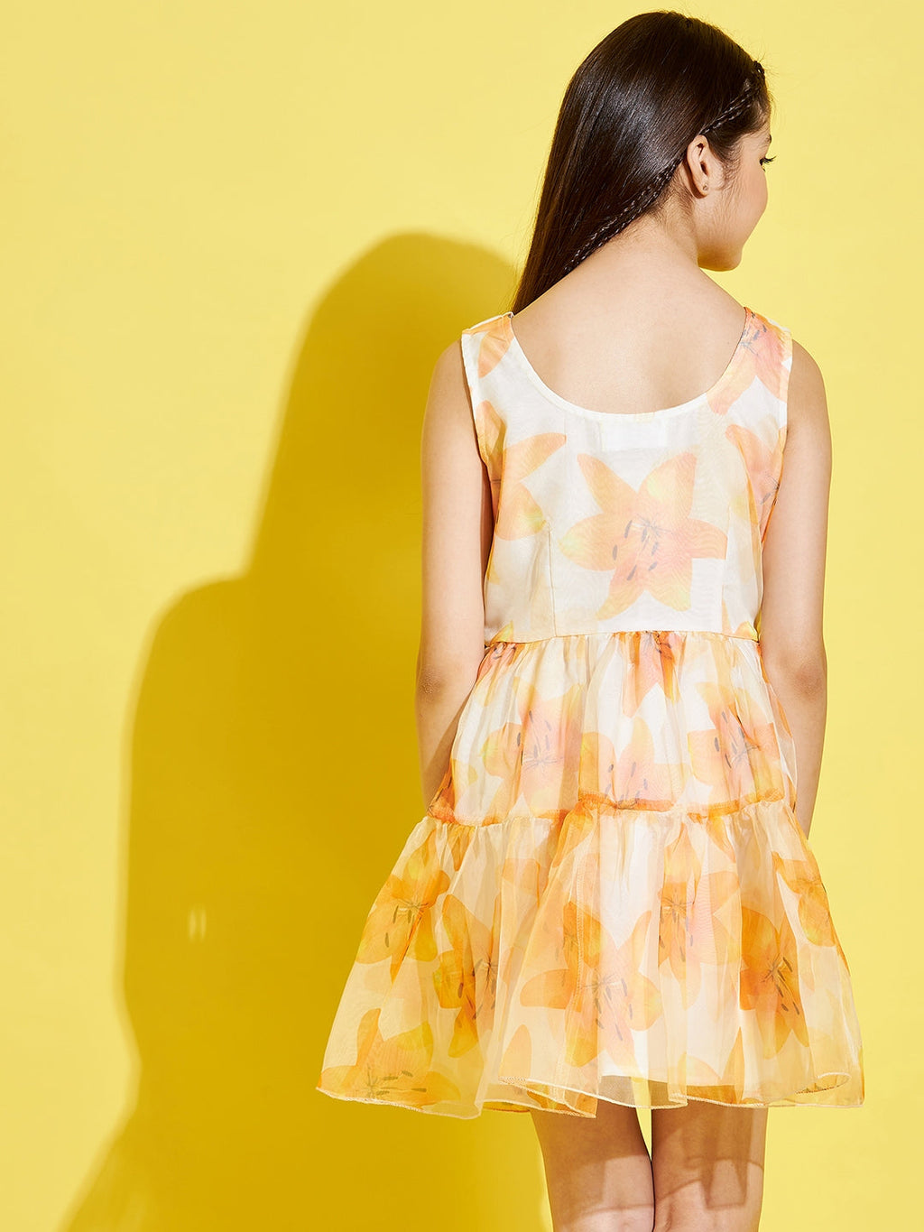 Girls Cream-Coloured & Yellow Floral Dress