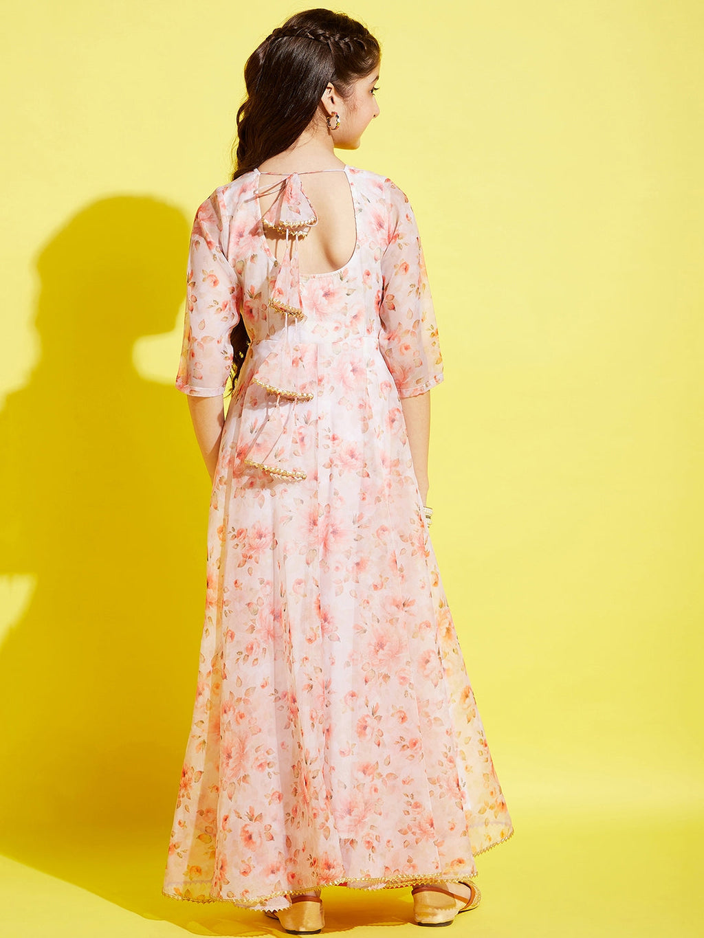 Peach-Coloured Floral Maxi Maxi Dress