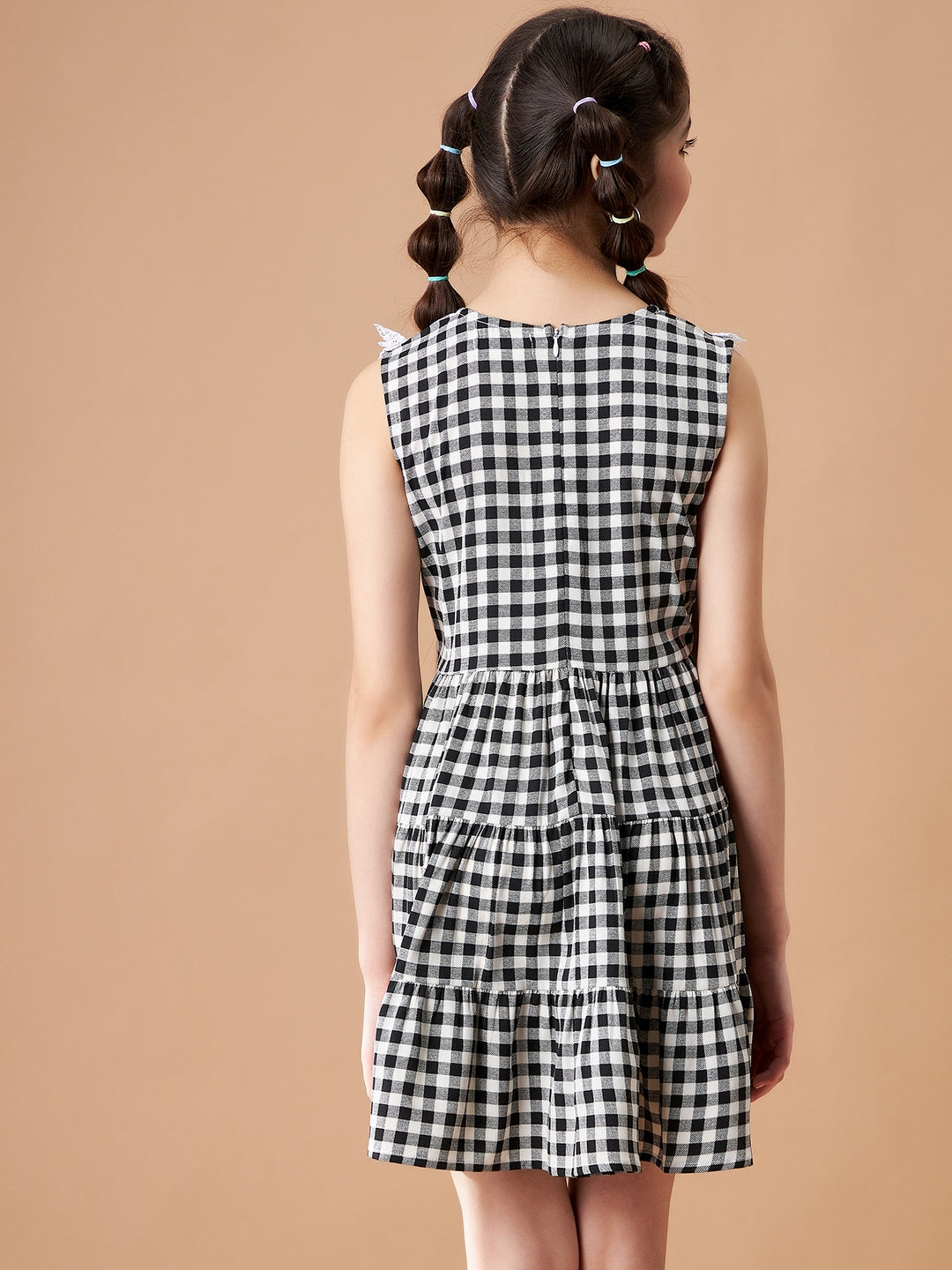 Eavan Girls Black Self Design Short Dress | eavan