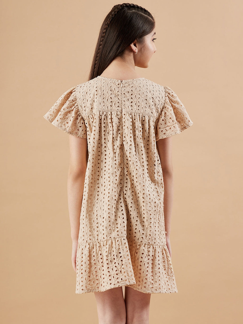 Girls Round Neck Empire Dress