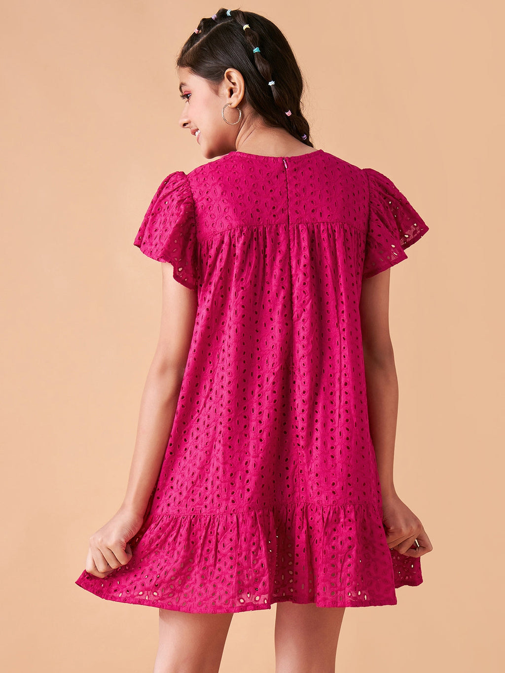 Girls Round Neck Empire Dress