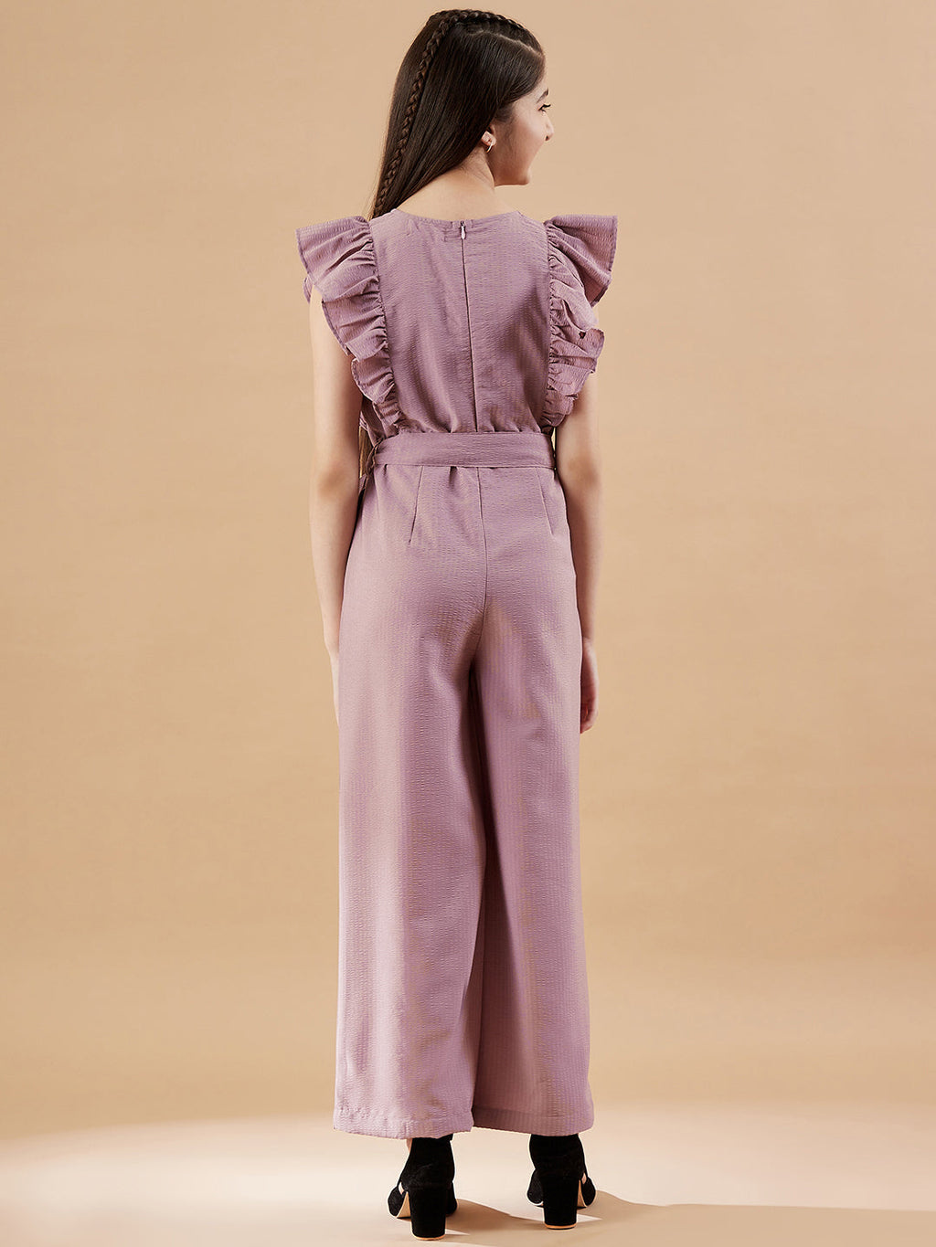 Girls Mauve Basic Jumpsuit