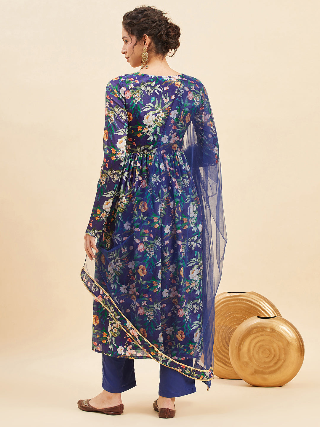 Angrakha Anarkali Kurta With Trousers & Dupatta