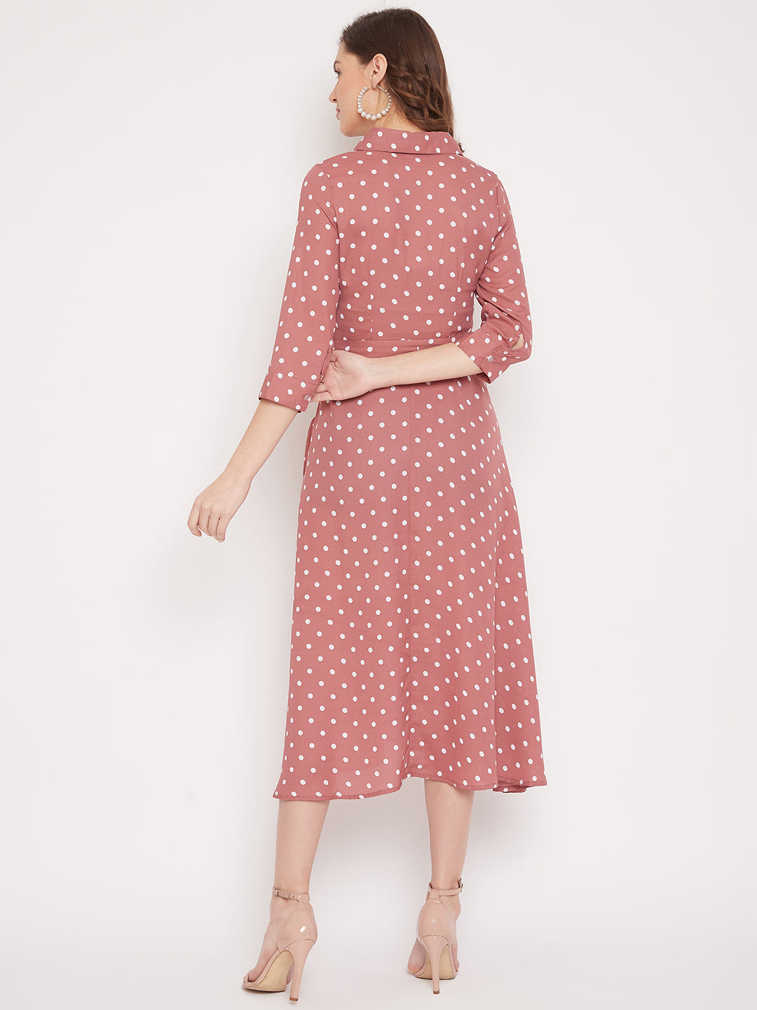 Women Pink Printed Fit and Flare Dress