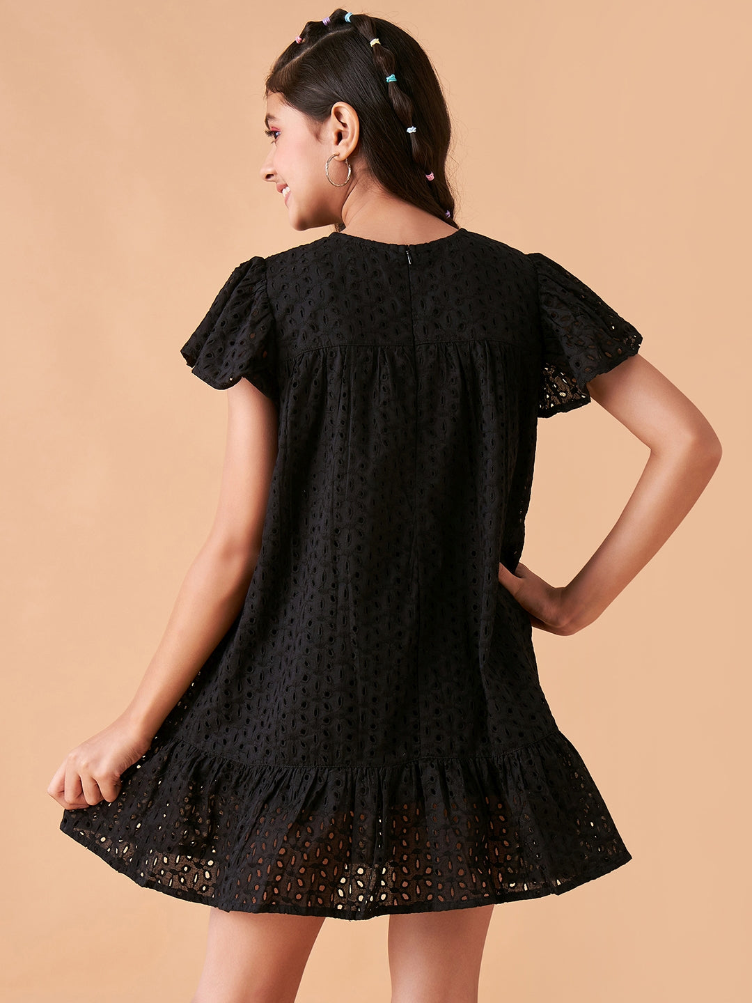 Girls Round Neck Empire Dress