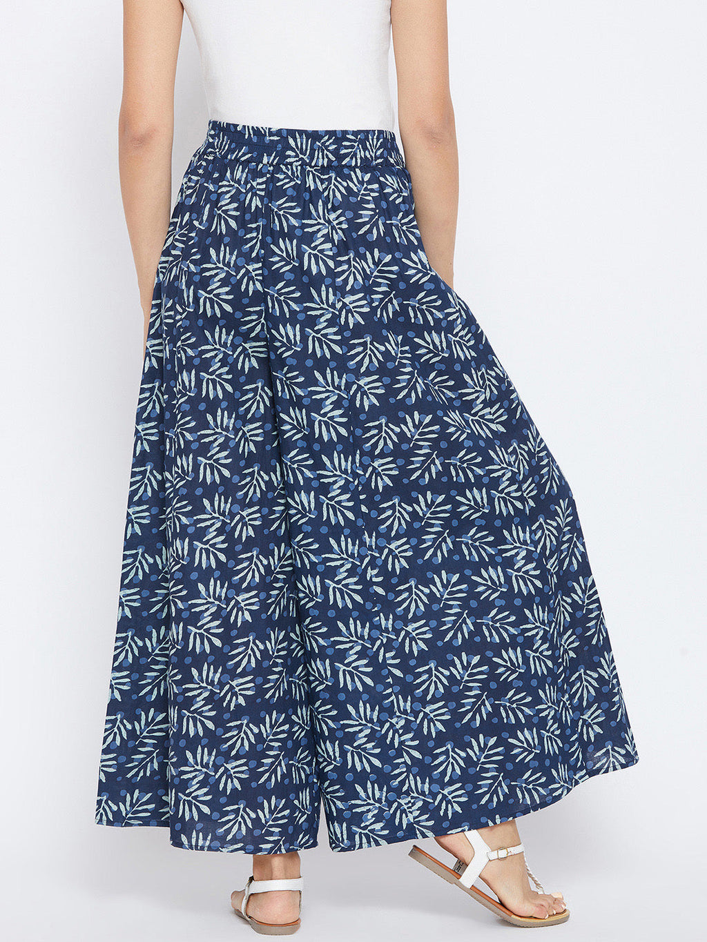 PANIT Women Navy Blue Printed Flared Palazzos