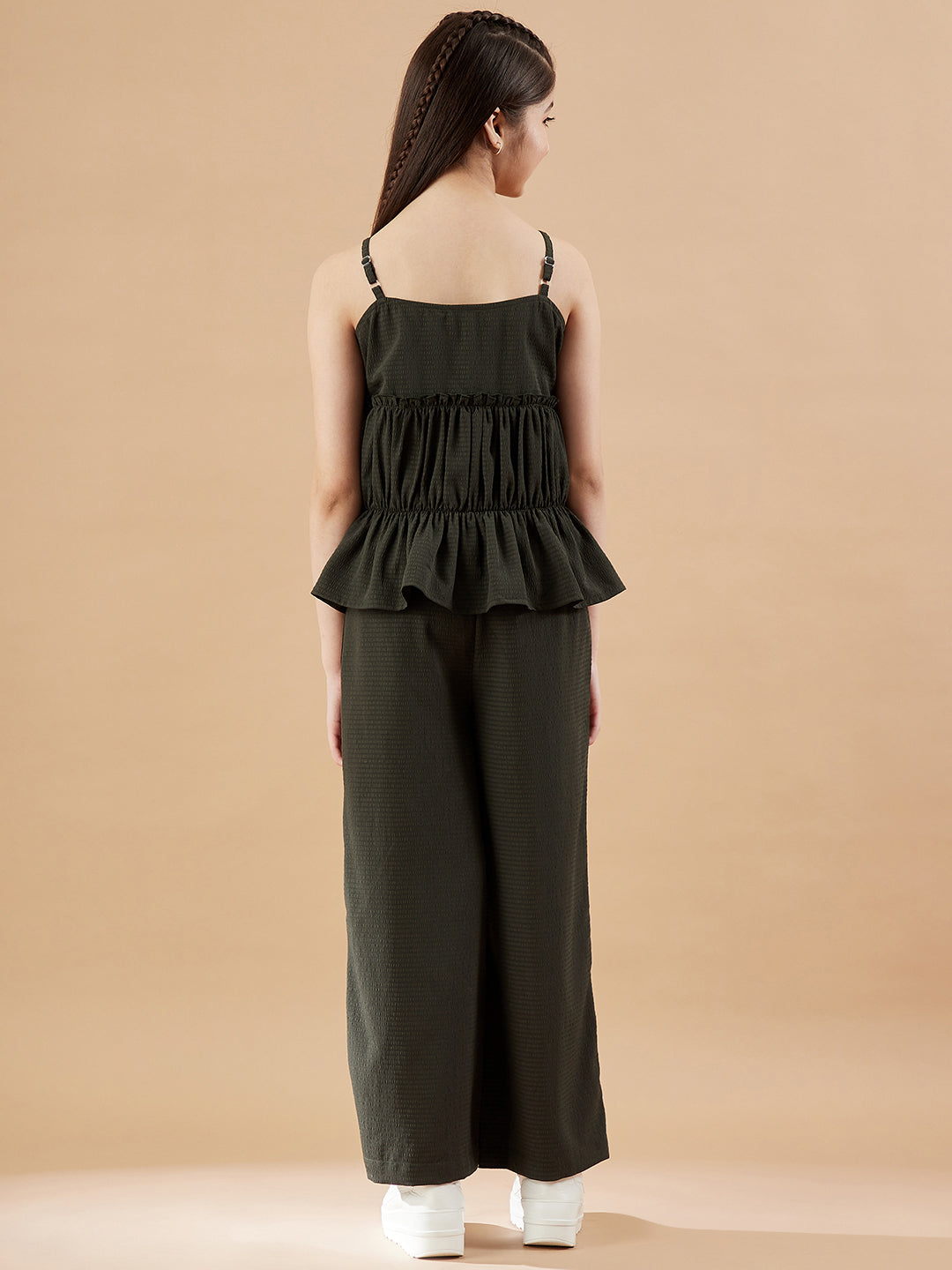 Girls Olive Top with Trousers Set