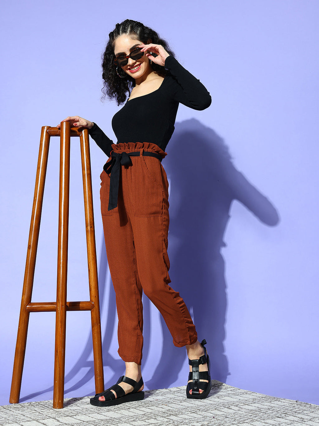 PANIT Women  Rust Solid All in the Details Trousers