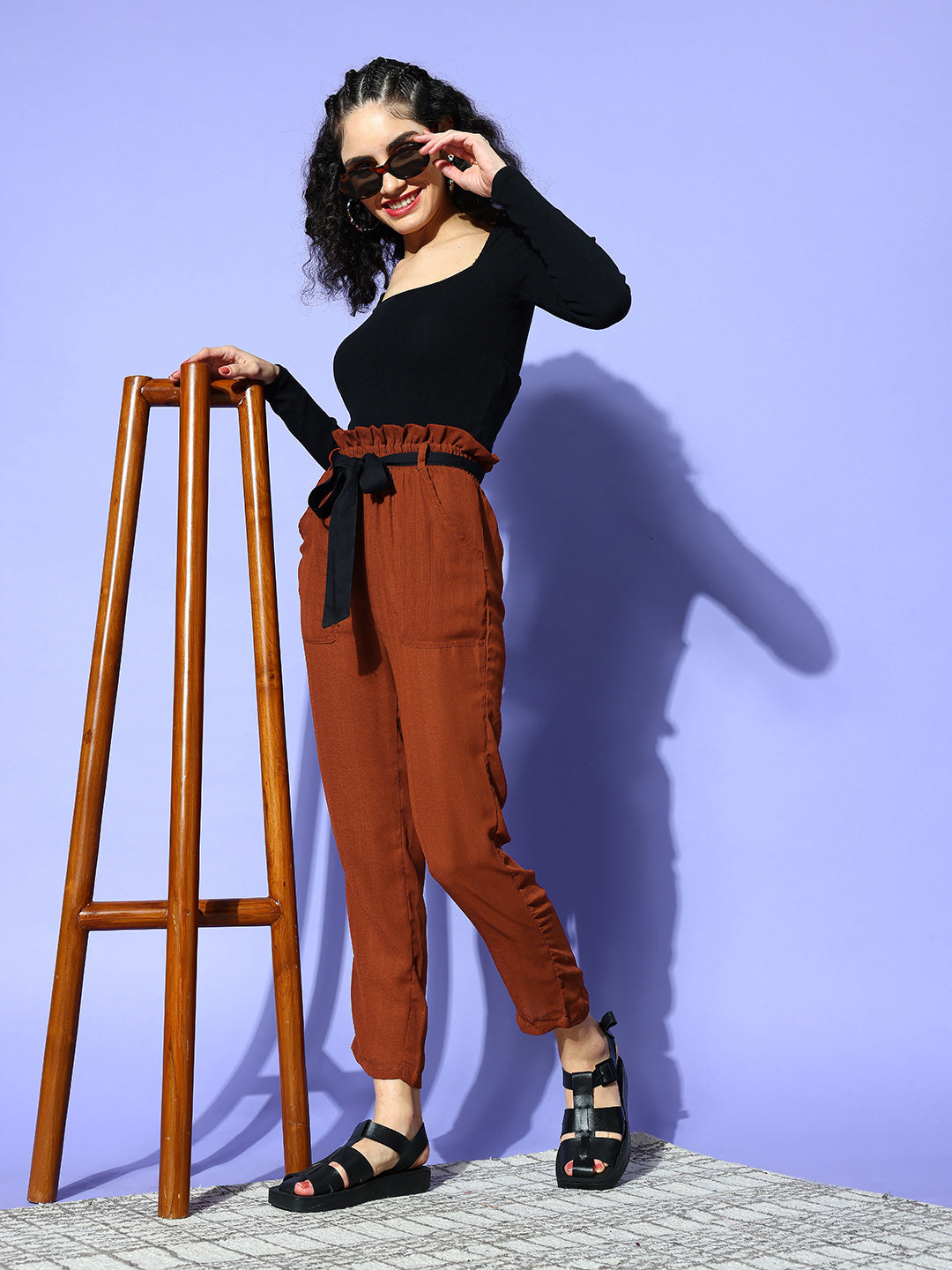 PANIT Women  Rust Solid All in the Details Trousers