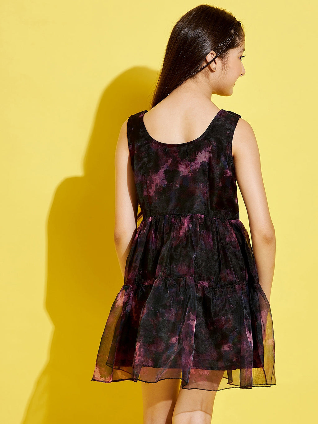 Girls Black & Purple Mini Dress