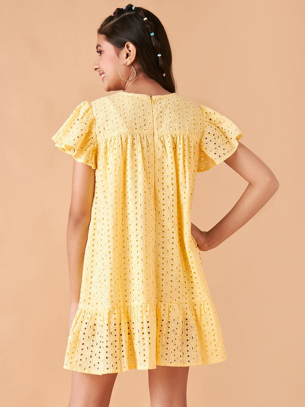 Girls Round Neck Empire Dress