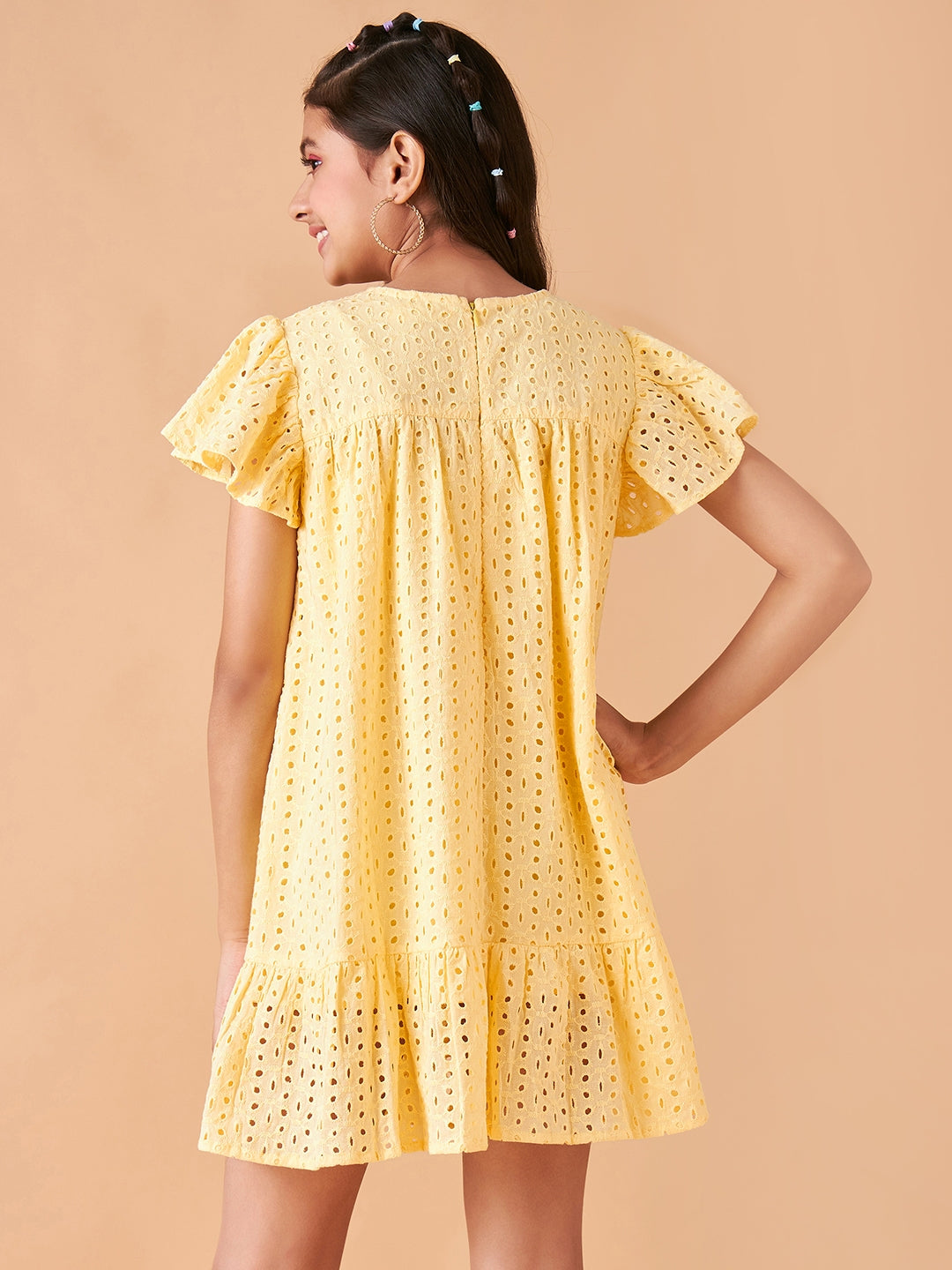 Girls Round Neck Empire Dress