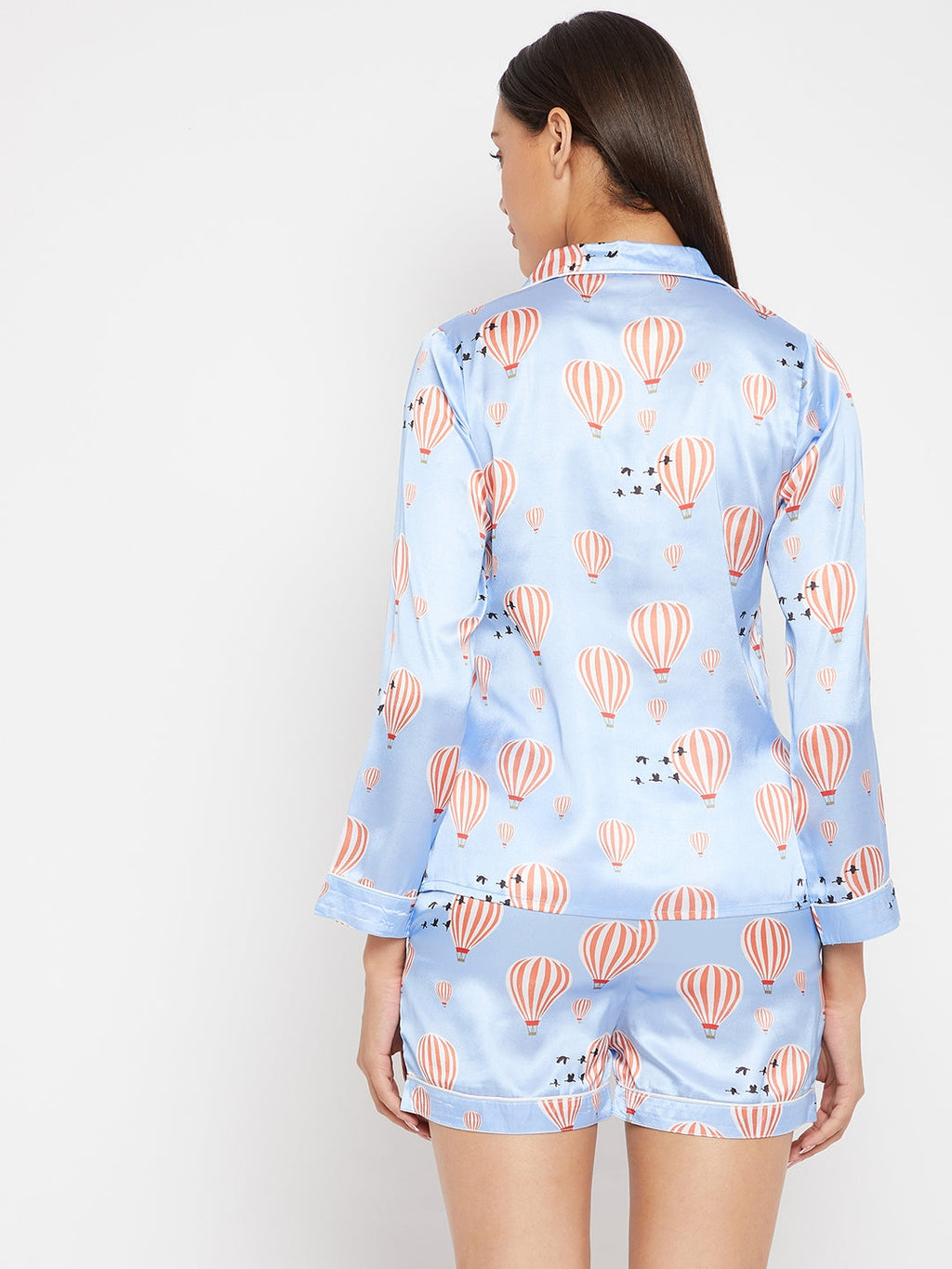 Women Blue & Red Printed Night suit